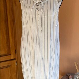 Striped Lace-Up Sleeveless Dress